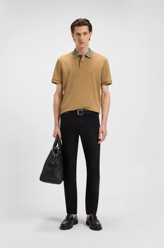 Patterned-collar polo shirt in pima cotton Patterned-collar polo shirt in pima cotton