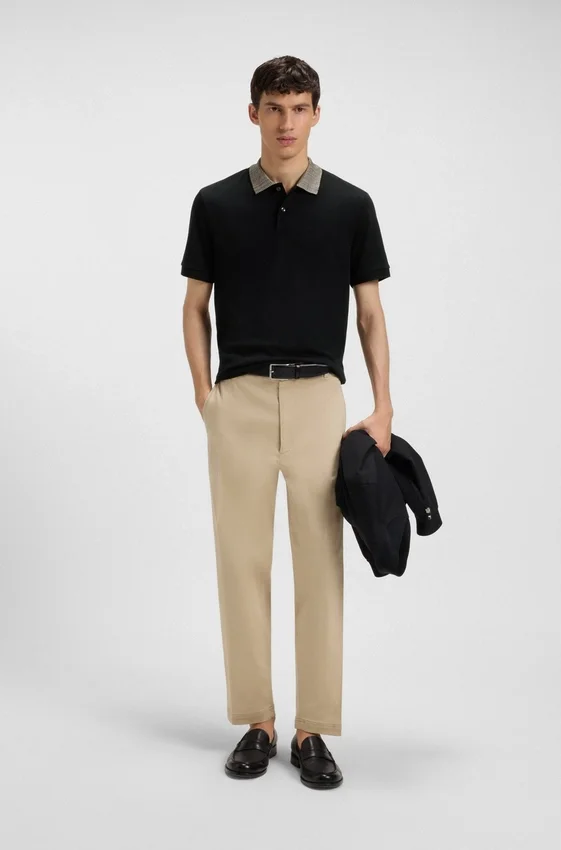 Patterned-collar polo shirt in pima cotton Patterned-collar polo shirt in pima cotton