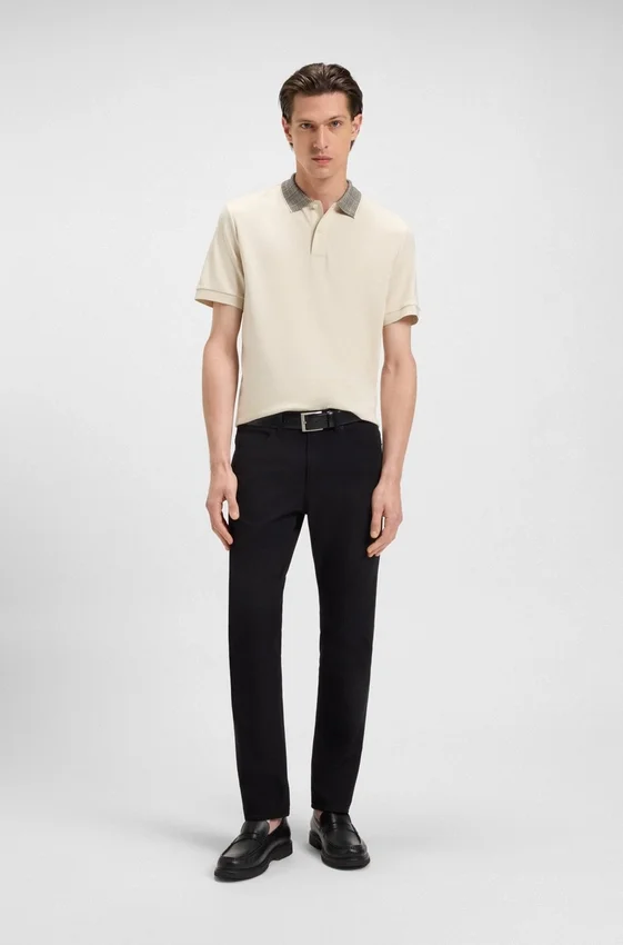 Patterned-collar polo shirt in pima cotton Patterned-collar polo shirt in pima cotton
