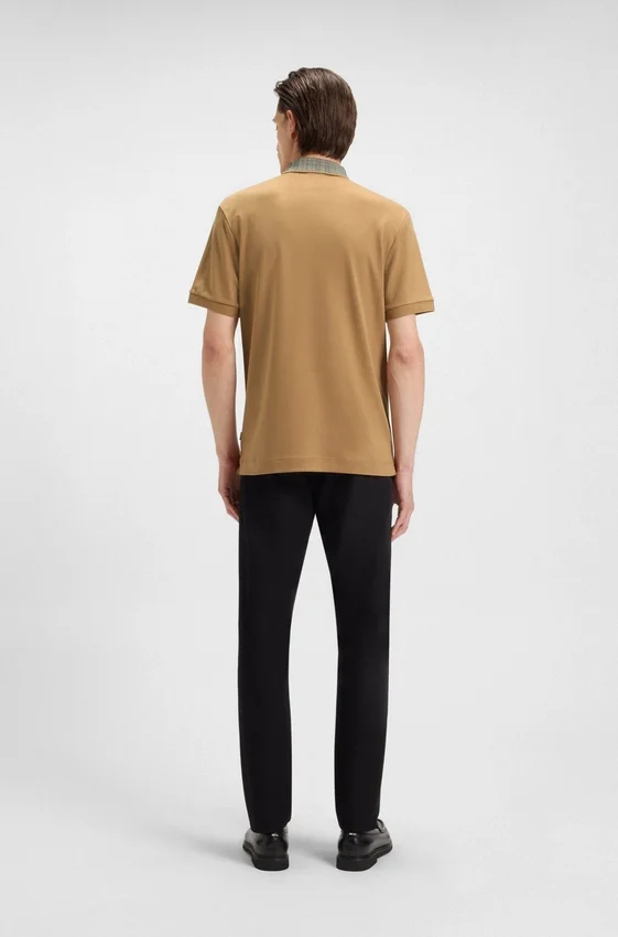 Patterned-collar polo shirt in pima cotton Patterned-collar polo shirt in pima cotton