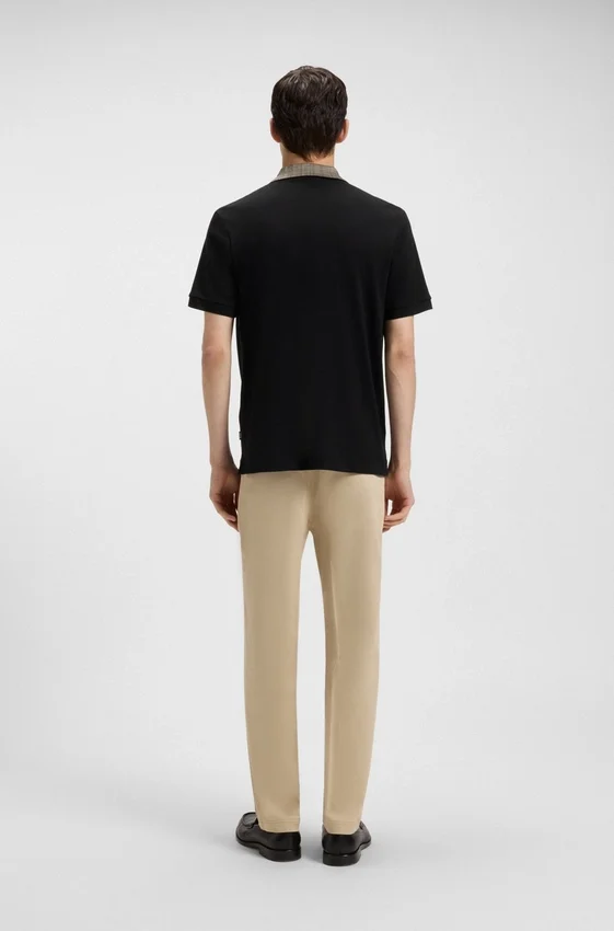 Patterned-collar polo shirt in pima cotton Patterned-collar polo shirt in pima cotton