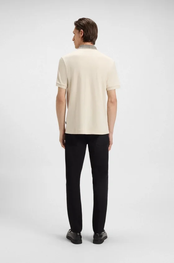 Patterned-collar polo shirt in pima cotton Patterned-collar polo shirt in pima cotton