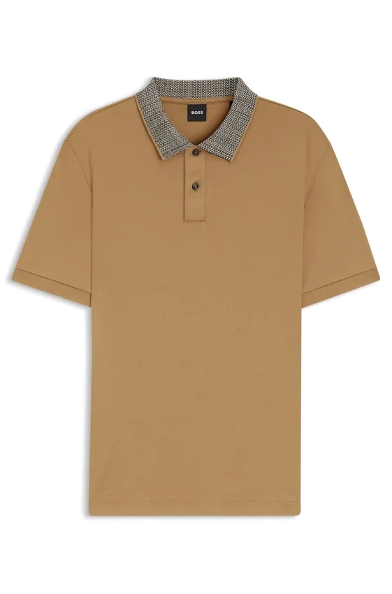 Patterned-collar polo shirt in pima cotton Patterned-collar polo shirt in pima cotton