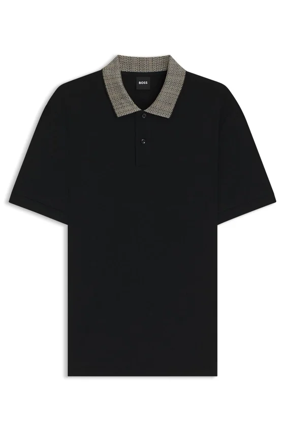 Patterned-collar polo shirt in pima cotton Patterned-collar polo shirt in pima cotton