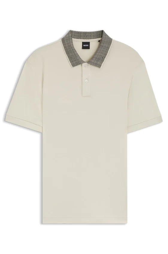 Patterned-collar polo shirt in pima cotton Patterned-collar polo shirt in pima cotton