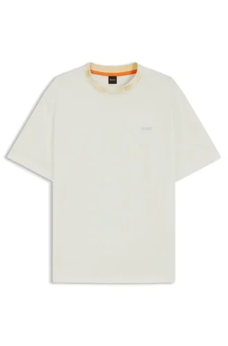 Patterned-collar T-shirt in cotton jersey