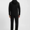 Patterned-drawcord zip-up hoodie in a cotton blend