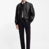 Patterned-leather jacket in a regular fit Patterned-leather jacket in a regular fit