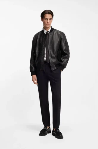 Patterned-leather jacket in a regular fit