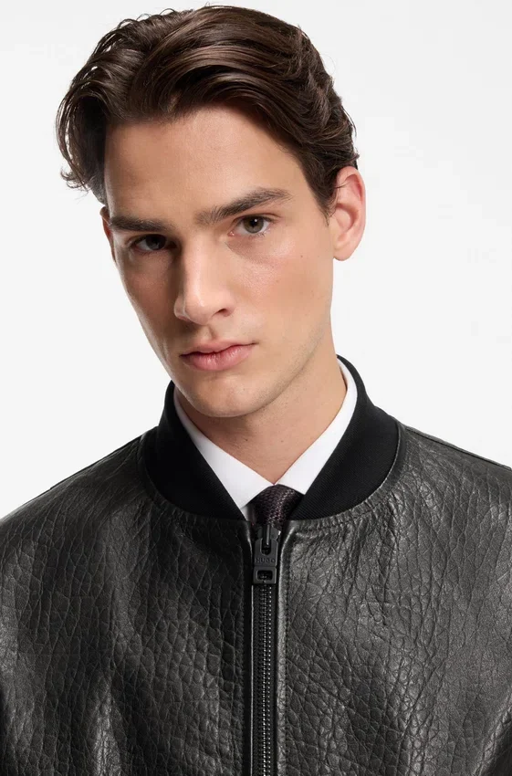 Patterned-leather jacket in a regular fit Patterned-leather jacket in a regular fit