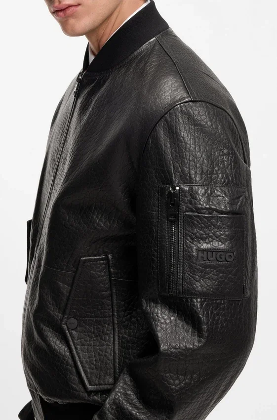 Patterned-leather jacket in a regular fit Patterned-leather jacket in a regular fit