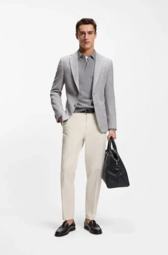 Patterned regular-fit jacket in a cotton blend