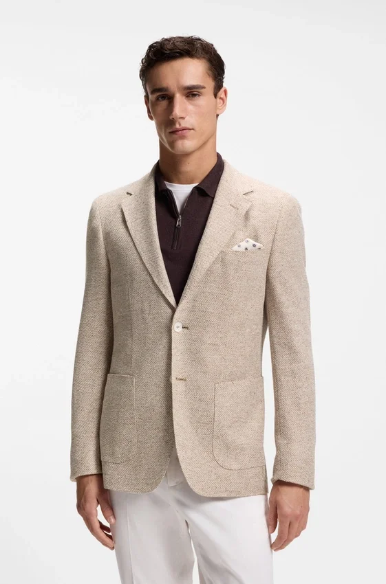 Patterned regular-fit jacket in a linen blend Patterned regular-fit jacket in a linen blend