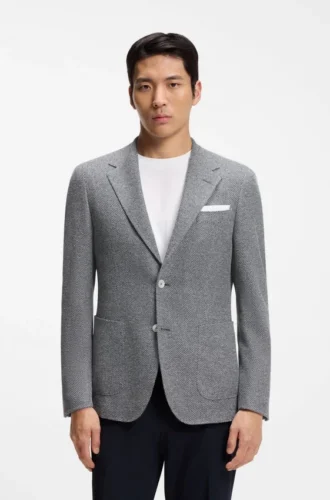 Patterned regular-fit jacket in a linen blend