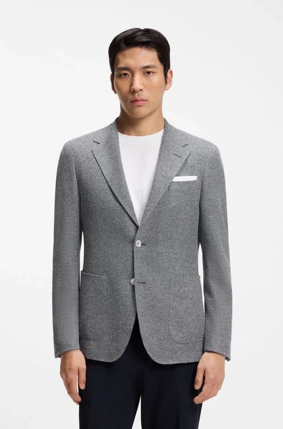 Patterned regular-fit jacket in a linen blend Patterned regular-fit jacket in a linen blend