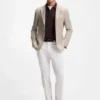 Patterned regular-fit jacket in a linen blend Patterned regular-fit jacket in a linen blend