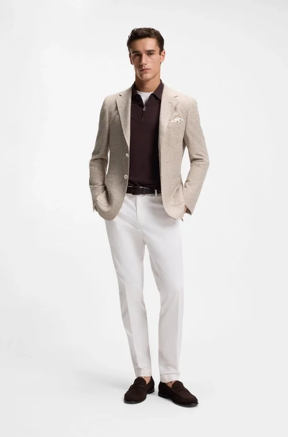 Patterned regular-fit jacket in a linen blend Patterned regular-fit jacket in a linen blend