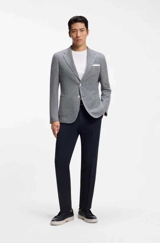Patterned regular-fit jacket in a linen blend Patterned regular-fit jacket in a linen blend