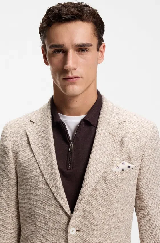 Patterned regular-fit jacket in a linen blend Patterned regular-fit jacket in a linen blend