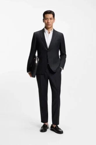 Patterned regular-fit jacket in virgin wool
