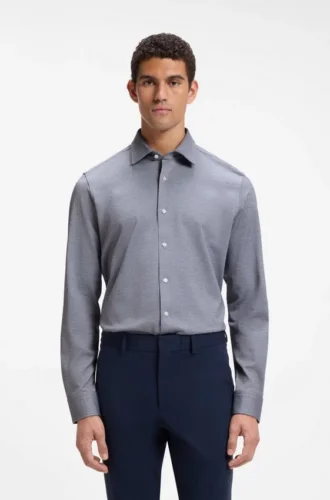 Patterned regular-fit shirt in cotton jersey