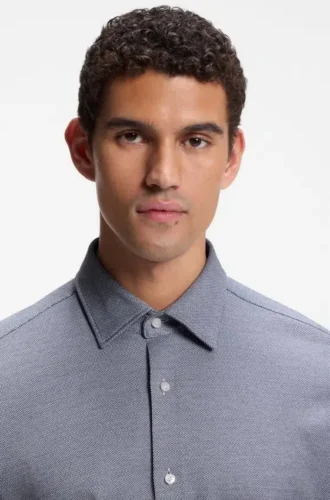 Patterned regular-fit shirt in cotton jersey