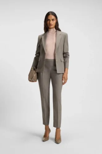 Patterned regular-fit trousers in a wool blend