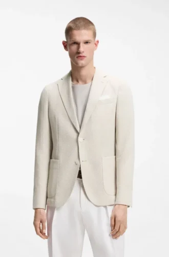 Patterned slim-fit jacket in a cotton blend