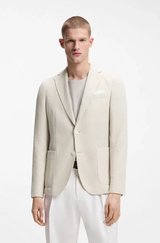 Patterned slim-fit jacket in a cotton blend Patterned slim-fit jacket in a cotton blend