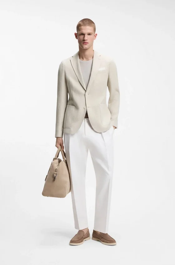 Patterned slim-fit jacket in a cotton blend Patterned slim-fit jacket in a cotton blend