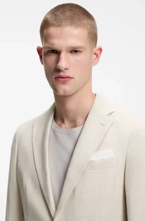 Patterned slim-fit jacket in a cotton blend Patterned slim-fit jacket in a cotton blend