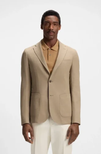 Patterned slim-fit jacket in comfort-stretch cloth