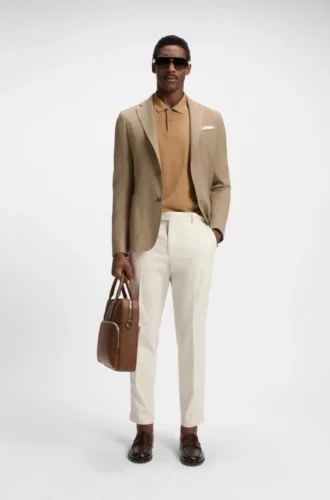 Patterned slim-fit jacket in comfort-stretch cloth