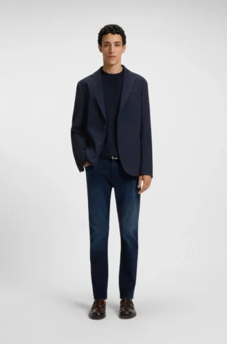 Patterned slim-fit jacket in comfort-stretch cloth