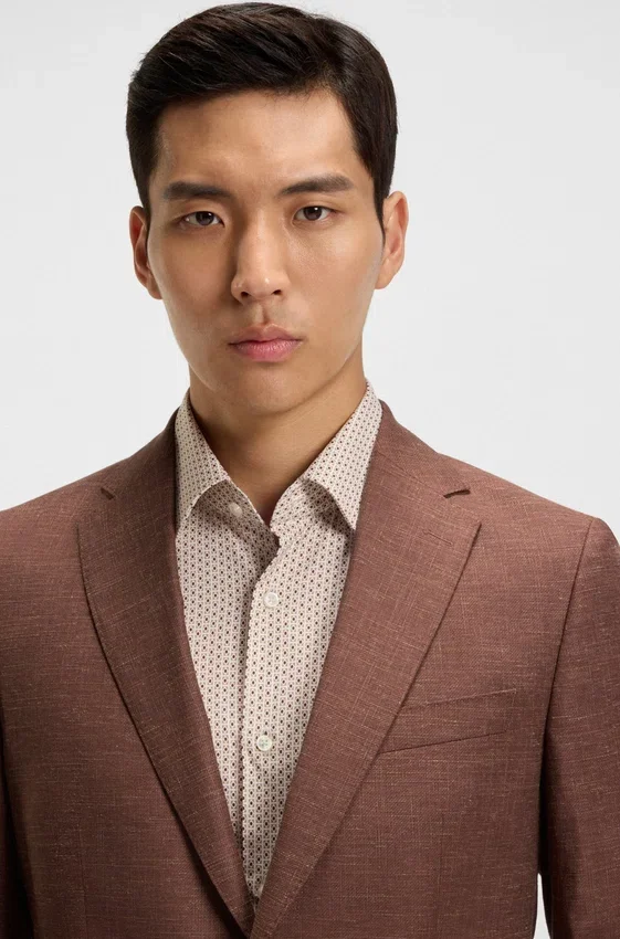 Patterned slim-fit jacket in stretch fabric Patterned slim-fit jacket in stretch fabric