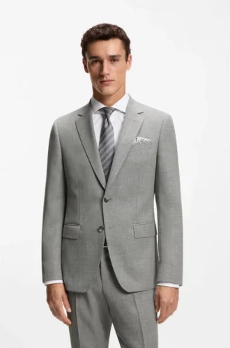 Patterned slim-fit jacket in stretch wool