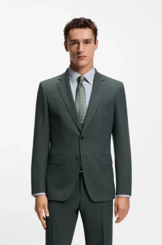 Patterned slim-fit jacket in stretch wool