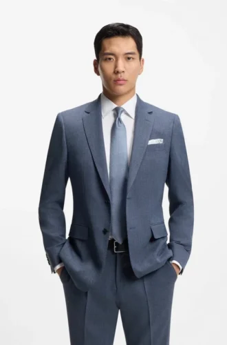 Patterned slim-fit jacket in stretch wool