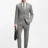 Patterned slim-fit jacket in stretch wool