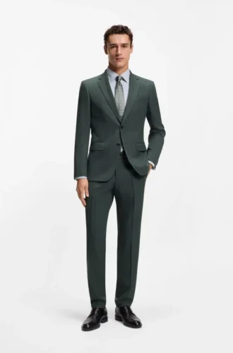 Patterned slim-fit jacket in stretch wool