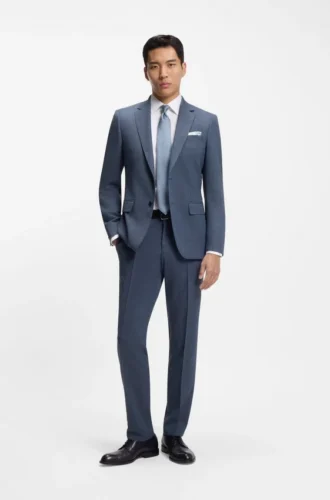 Patterned slim-fit jacket in stretch wool
