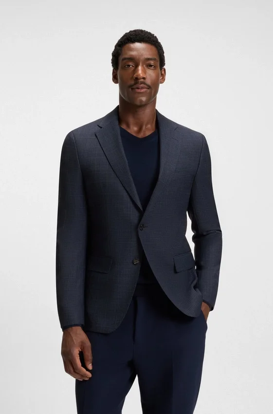 Patterned slim-fit jacket in virgin wool Patterned slim-fit jacket in virgin wool