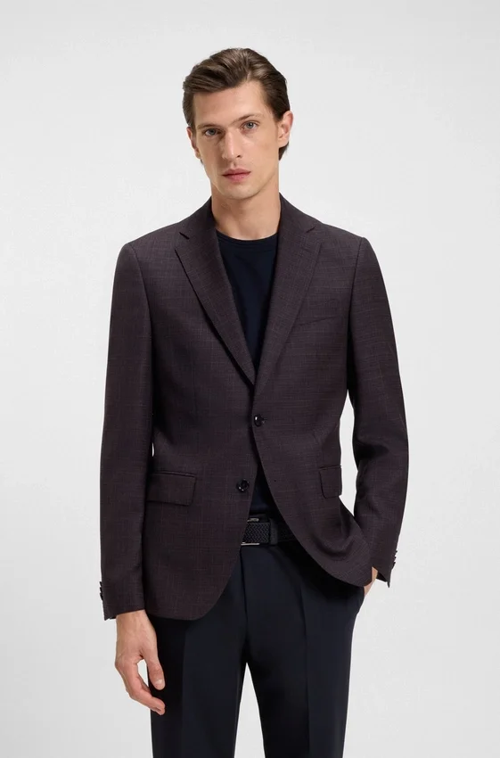 Patterned slim-fit jacket in virgin wool Patterned slim-fit jacket in virgin wool