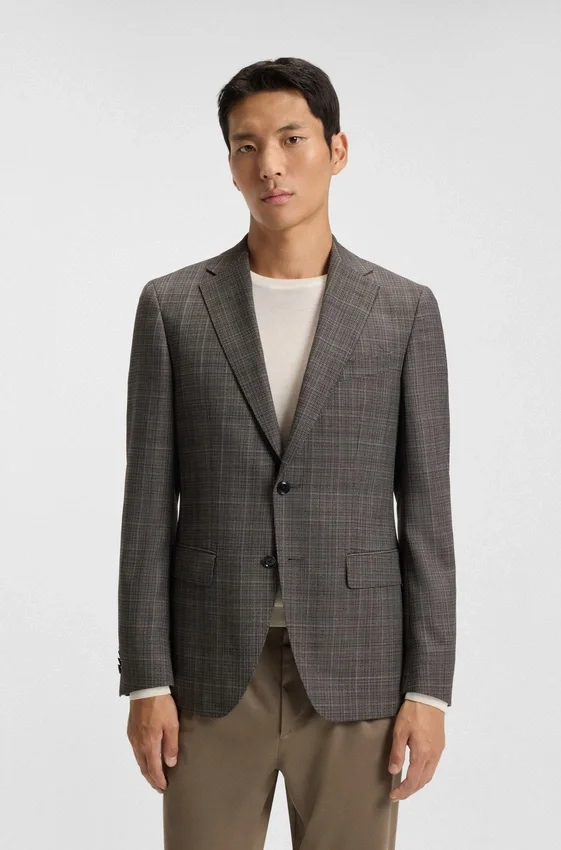 Patterned slim-fit jacket in virgin wool Patterned slim-fit jacket in virgin wool