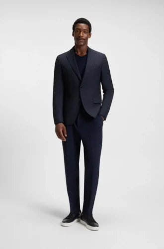 Patterned slim-fit jacket in virgin wool