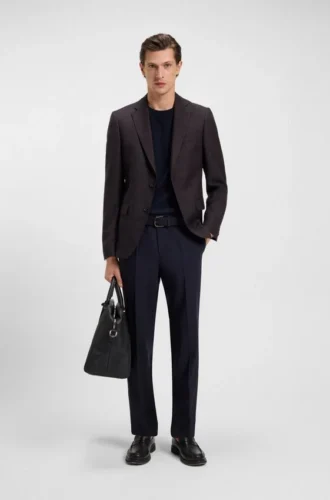 Patterned slim-fit jacket in virgin wool