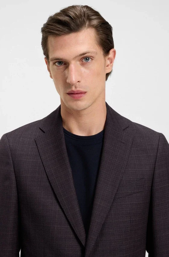 Patterned slim-fit jacket in virgin wool Patterned slim-fit jacket in virgin wool