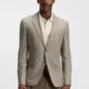 Patterned slim-fit jacket in wool and cashmere
