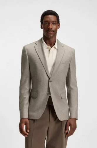 Patterned slim-fit jacket in wool and cashmere