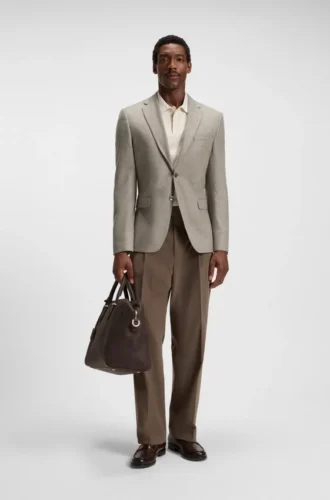Patterned slim-fit jacket in wool and cashmere
